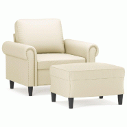 VidaXL Fauteuil avec repose-pied Crème 60 cm Similicuir Modèle Orion Master Prime - 3201201
