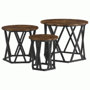 VidaXL Table d'appoint empilable 3 pcs Chêne fumé Modèle Terra - 868257
