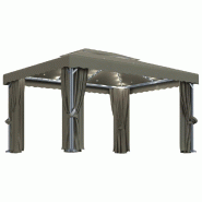 VidaXL Tonnelle avec rideau et guirlande lumineuse à LED 4x3 m Taupe Modèle Vega Master Classique - marron 3070357