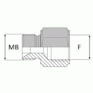 Adaptateur droit mâle agricole 18 x 1,5 X mâle BSP  pour  bague BS - 18X150 , 1/2' , 20.95