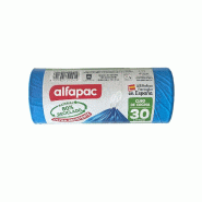 Alfapac - Sacs poubelle à fermeture automatique 15u « Overlap » 55 x 60 cm 30 L - bleu COMP14