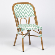 Chaise de terrasse graphique, solide et pratique - alma - tressage vert et blanc