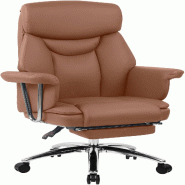 CLP Chaise de Bureau Dahra Cuir Véritable Marron - marron cuir 314167