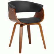 Décoshop26 - Chaise de bureau salle à manger style scandinave avec revêtement en PVC noir cadre en bois noyer 10_0002192 - noir 3000250884259 Décoshop26 - Chaise de bureau salle à manger style scandinave avec revêtement en PVC noir cadre en bois noyer 10_0002192 - noir 3000250884259