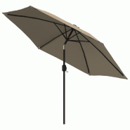 Helloshop26 - Parasol d'extérieur avec led et mât en acier 300 cm taupe 02_0008177 - métal 3000437547762