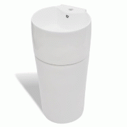 Helloshop26 - Vasque à trou de trop-plein/robinet céramique 86 cm pour salle de bain blanc 02_0002517 - 3000100141532