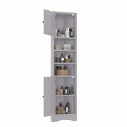 Merax meuble d'angle salle de bain 37 x 24.5 x 170 cm, étroit, 2 portes, 3 niches, gris - gris N877P296997E