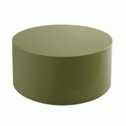 Oviala Business Table basse ronde 80 cm en MDF effet laqué vert olive - vert 114335