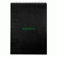 RHODIA Lot de 5 Greenpad A4, 160p./80 feuilles microperforées 90 g/m² reliure intégrale, couv. Carte souple recyclée, quadrillé 5x5 - 3037921199268