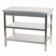 Romux® Table adossée en Acier Inoxydable pour Restauration Centrale avec 2 Étagères 1200x600x850 mm | Table de Travail Résistante à la Corrosion Romux® Table adossée en Acier Inoxydable pour Restauration Centrale avec 2 Étagères 1200x600x850 mm | Table de Travail Résistante à la Corrosion