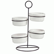 San Ignacio VESSIA - Bols ronds en porcelaine 200ml avec support - blanc porcelaine SANR477