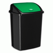 CEP Poubelle de tri sélectif - 50 litres - Polypropylène noir, couvercle vert - 3462159018164