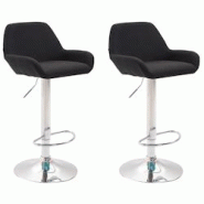 CLP Lot de 2 tabourets de bar Braga en tissu Noir /Chrome - noir textile 316065 CLP Lot de 2 tabourets de bar Braga en tissu Noir /Chrome - noir textile 316065