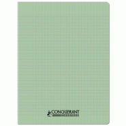 CONQUERANT Lot de 20 Cahier Classique PP piqué 24x32, 48p./24 feuilles 90g/m², Séyès, coloris vert pastel - 3020120254906