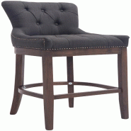 Décoshop26 - Tabouret de bar x1 confortable design rétro assise capitonné en tissu gris foncé pieds en bois foncé 10_0006815 - gris Bois massif 3