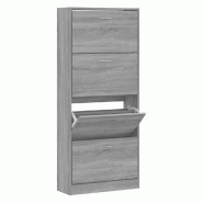 Helloshop26 - Armoire à chaussures moderne design pour entrée 63 x 24 x 147 cm grand espace de rangement en bois d'ingénierie gris 02_0047069 - gri
