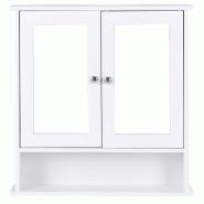 Helloshop26 - Armoire murale de salle de bain 56 x 13 x 58 cm avec miroir et espace de rangement pratique style moderne en MDF blanc 20_0010296 - 3000