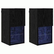 Helloshop26 - Lot de 2 meubles TV muraux modernes design minimaliste 30,5 x 30 x 60 cm en bois d'ingénierie chêne noir 02_0052809 - noir Bois massif