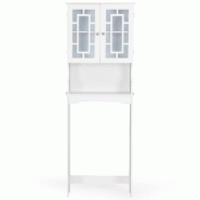 Helloshop26 - Meuble de salle de bain à 2 portes 60 x 20,5 x 170,5 cm grand espace de stockage design moderne en mdf blanc 20_0019342 - 3000232885908