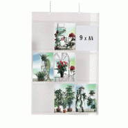 Panneau d'affichage 65x90cm - 9 supports A4 - PMMA 3mm transparent