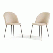 RATTATAN Lot de 2 chaises en velours avec pieds en métal, design élégant pour cuisine, salle à manger, bar ou restaurant – Sara – Crème/Taupe RATTATAN Lot de 2 chaises en velours avec pieds en métal, design élégant pour cuisine, salle à manger, bar ou restaurant – Sara – Crème/Taupe