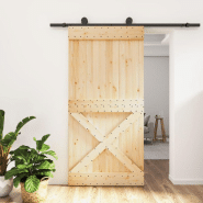 Vidaxl porte coulissante et kit de quincaillerie 100x210 cm pin massif 3203081 Vidaxl porte coulissante et kit de quincaillerie 100x210 cm pin massif 3203081