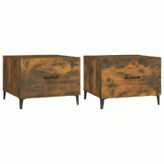 VidaXL Tables basses avec pieds en métal 2 pcs Chêne fumé 50x50x40 cm Modèle Luna Signature - 817538