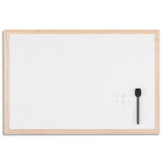 Bi-office tableau blanc magnétique, surface en acier laqué, cadre en bois de pin. Format 40x30 cm
