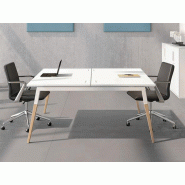 Bureau bench 2 personnes Aska avec piètement en bois massif et métal blanc et plateau stratifié Bureau bench 2 personnes Aska avec piètement en bois massif et métal blanc et plateau stratifié