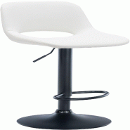 Décoshop26 - Tabouret de bar chaise haute x1 avec repose-pieds en PVC blanc piètement métallique noir 10_0004582 - blanc métal 3000252186252