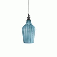 Gea Luce Lampe À Suspension Cleofe S/12 Cobalt - Structure En Métal Noir Mat Avec Verre Transparent 1Xe27 Ip20 - Gealuce - bleu CLEOFE S/12 - COBALTO
