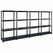 Helloshop26 - Étagère de rangement bibliothèque à 4 niveaux 130 cm plastique noir 02_0000647 - 3000069751537