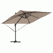 Helloshop26 - Parasol cantilever rectangulaire 286 x 284 x 265 cm inclinable durable design moderne en aluminium taupe - aluminium 3000240733406
