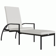 Helloshop26 - Transat chaise longue bain de soleil lit de jardin terrasse meuble d'extérieur avec repose-pied résine tressée marron 02_0012591 - ma
