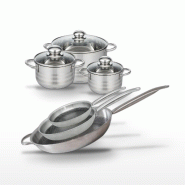 Lot Poêles 24/28/32 cm & Faitouts 14/16/20 cm Elo Relief Solution - gris 3176239942552
