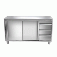 Meuble bas inox cental P 600 mm avec portes et tiroirs - 1600, A droite_0