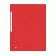 Oxford Lot de 50 Chemise 3 rabats à élastique Eurofolio+ A4, en carte grainée coloris rouge - 3045050427244