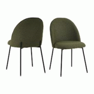 SIT Möbel Lot de 2 chaises Tom Tailor | Chaise rembourrée T-Bouclé | Revêtement vert | Pieds en métal noir | L 57 x P 54 x H 52 cm - multicolore SIT Möbel Lot de 2 chaises Tom Tailor | Chaise rembourrée T-Bouclé | Revêtement vert | Pieds en métal noir | L 57 x P 54 x H 52 cm - multicolore