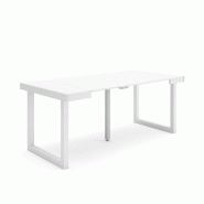 SKRAUT HOME Table console extensible, 180, Pour 8 personnes, Pieds bois massif, Blanc - blanc Bois manufacturé 255_25