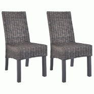 VidaXL Chaises à manger lot de 2 marron rotin kubu et bois d'acajou Modèle Vega Executive Pure - 246655