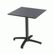 X Cross table de bistrot avec piètement noir + plateau HPL noir 70x70 cm