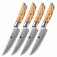 XinZuo - Couteaux à steak Damas 4 pièces - Série B37 Lan - multicolore multi-matériau B37-4NP