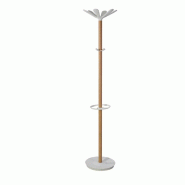 ALBA Portemanteau Nahow, 6 patères + parapluies, en bois et ABS, coloris bois/blanc - 3129710017126