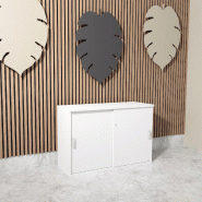 Armoire basse à portes coulissantes Mobel Linea. - 100, Blanc pastel, Blanc pastel_0