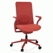 Chaise de bureau / chaise pivotante VERVIO dossier résille 3D / assise tissu rouge hjh OFFICE - rouge polyester 790031