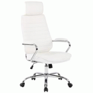 CLP Fauteuil de bureau Rako en véritable cuir ajustable et pivotant Blanc - blanc cuir 317944 CLP Fauteuil de bureau Rako en véritable cuir ajustable et pivotant Blanc - blanc cuir 317944