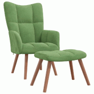 Décoshop26 - Fauteuil lounge chaise de canapé design moderne avec repose-pied en velours vert clair DEC026550 - 3000255880980