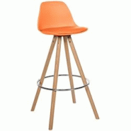 Décoshop26 - Tabouret de bar chaise haute x1 repose-pieds style scandinave en plastique et PVC orange structure en bois clair rond 10_0004621 - 30002 Décoshop26 - Tabouret de bar chaise haute x1 repose-pieds style scandinave en plastique et PVC orange structure en bois clair rond 10_0004621 - 30002