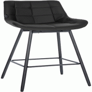 Décoshop26 - Tabouret de bar pivotant x1 avec repose-pieds revêtement en PVC noir piètement à quatre pieds en métal noir 10_0005469 - noir métal