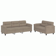 Ensemble de canapés 2 pcs avec coussins taupe tissu microfibre Modèle Quervessa - 8721012073050